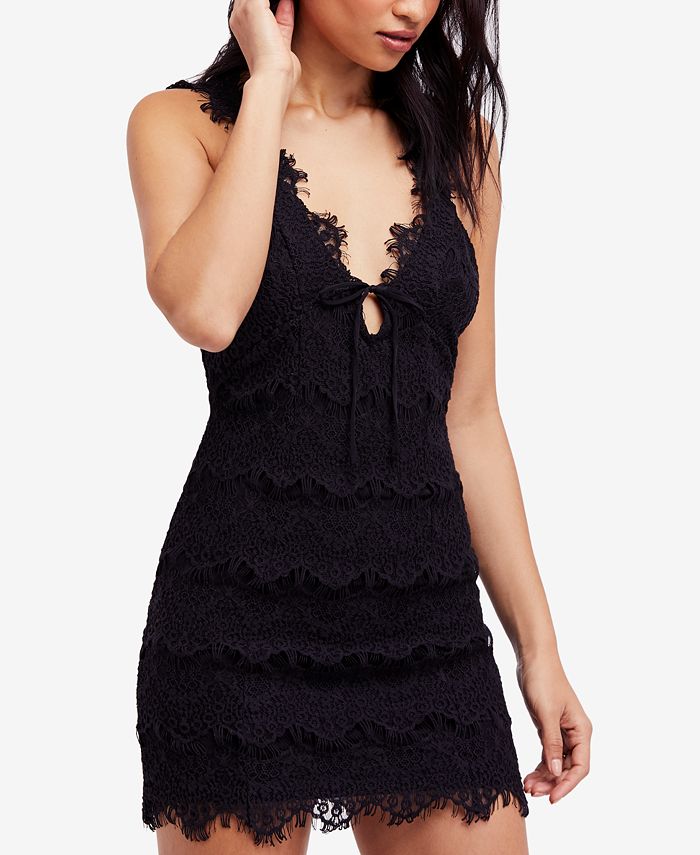 Free People Night Moves Lace Bodycon Mini Dress - Macy's