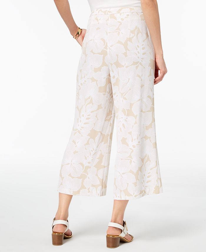 Tommy Hilfiger Floral-Print Wide-Leg Cropped Pants, Created for Macy's ...