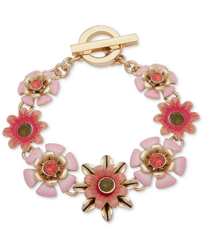 Anne Klein Gold-Tone Flower Toggle Bracelet - Macy's