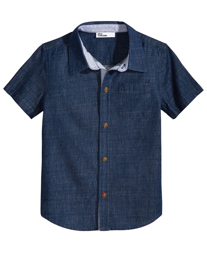 Epic Threads Cotton Chambray Button-Down Shirt, Little Boys, Created ...