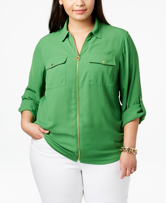 Michael Kors Plus Size ZipFront Utility Shirt Macy's