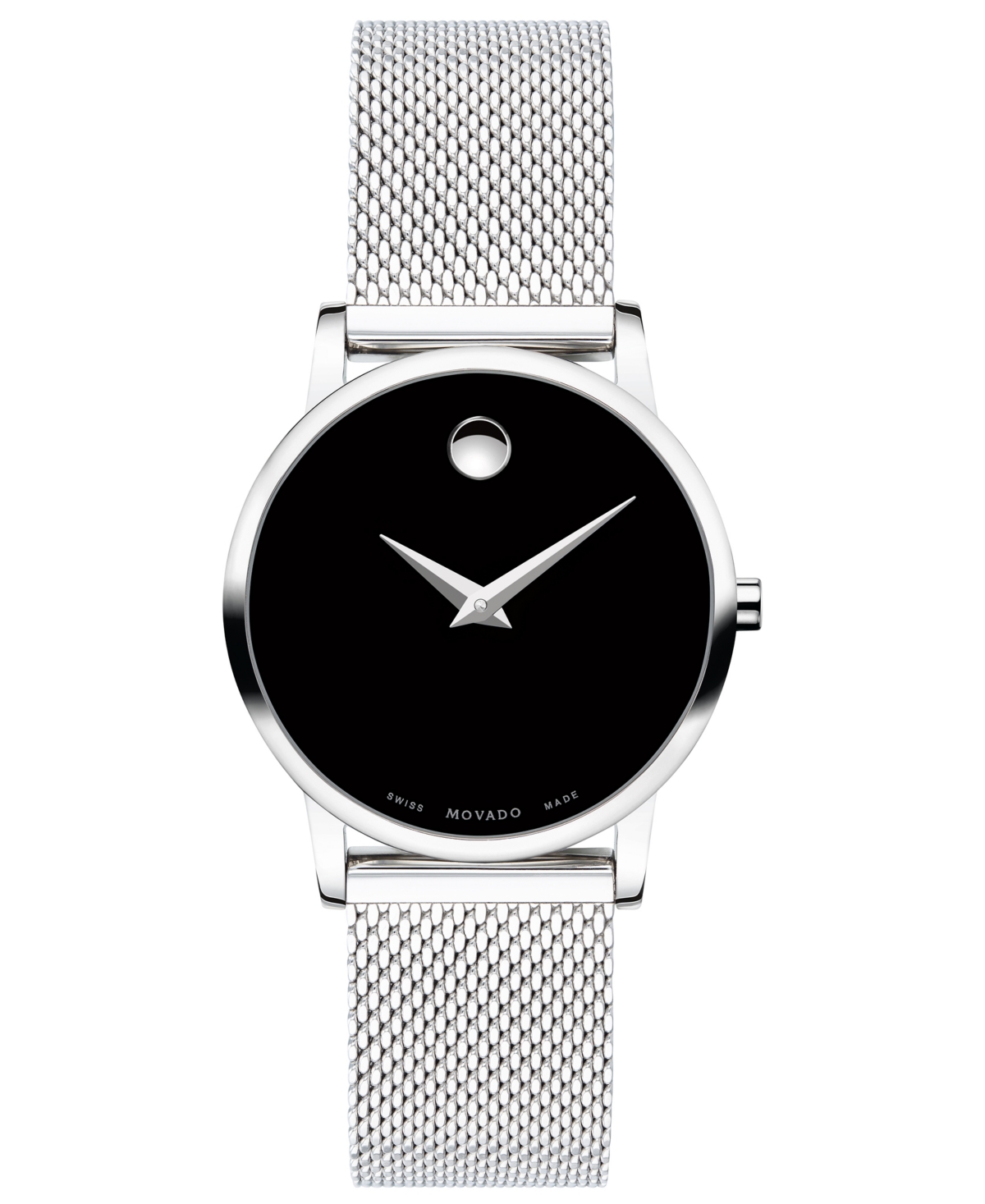 Shop Movado Women's Swiss Museum Classic Stainless Steel Mesh Bracelet Watch 28mm In Black