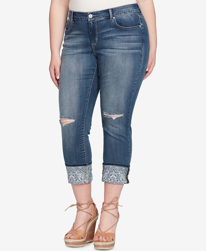 Jessica Simpson Trendy Plus Size Arrow Cuffed Jeans - Macy's
