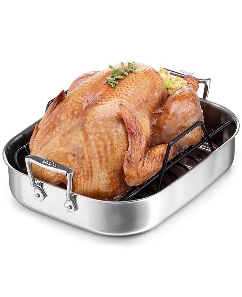 AllClad Stainless Steel 14" Everyday Roaster with Roasting Rack