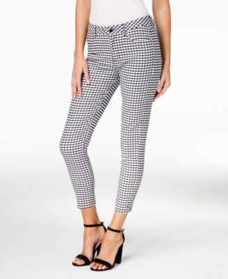 GUESS - Gingham-Print Ankle Skinny Pants