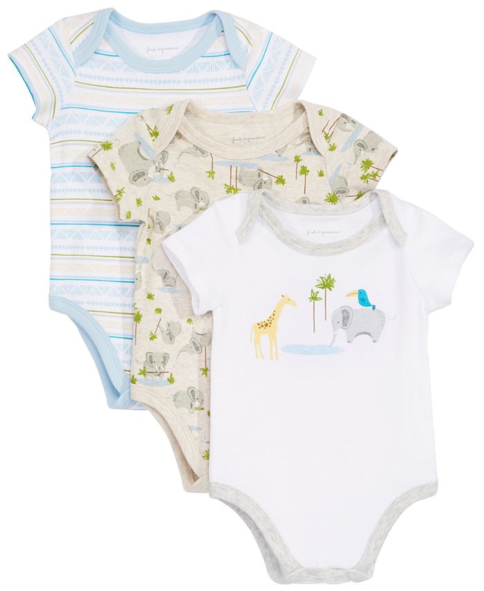 First Impressions Baby Boys 3Pack Cotton Bodysuits, Created for Macy's