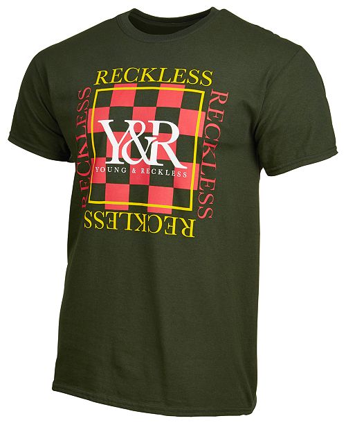 Young Reckless Men S Checker Block Graphic Print T Shirt