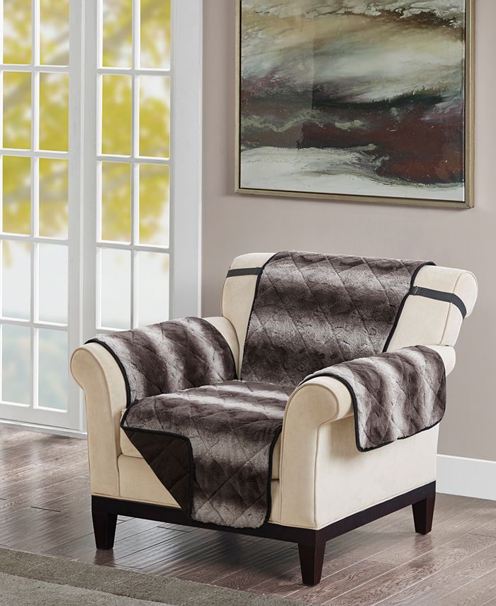Madison Park Zuri Reversible TipDyed FauxFur Chair Protector Macy's