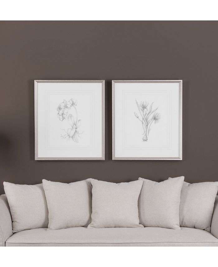 Uttermost - Botanical Sketches 2-Pc. Framed Print Wall Art Set