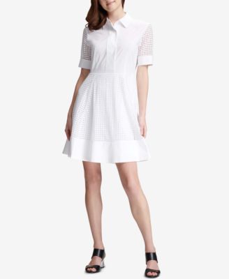 DKNY - Eyelet Fit & Flare Dress