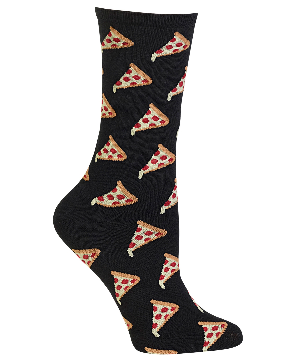Women's Pizza Fashion Crew Socks - Black