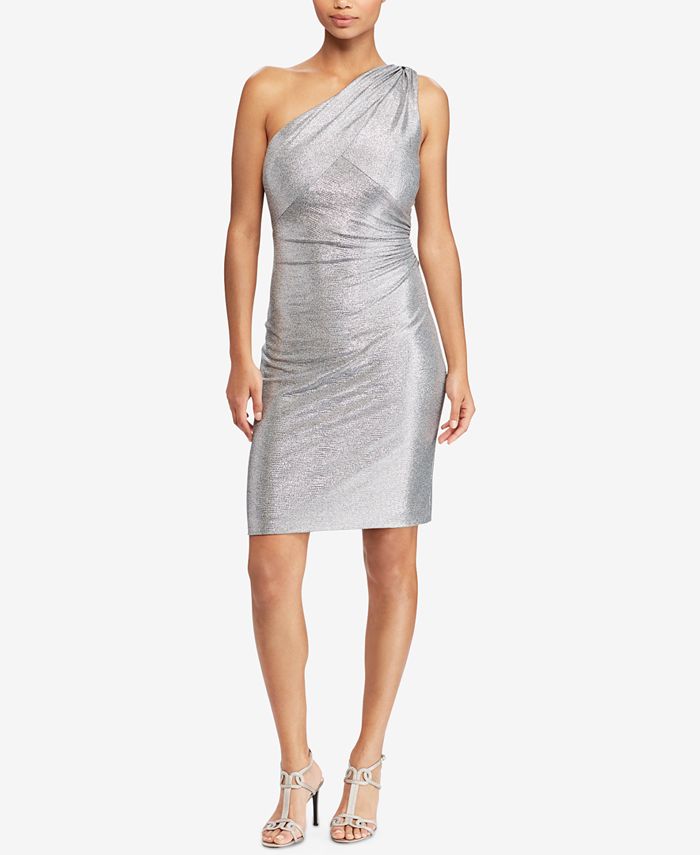 Lauren Ralph Lauren Metallic One-Shoulder Dress - Macy's