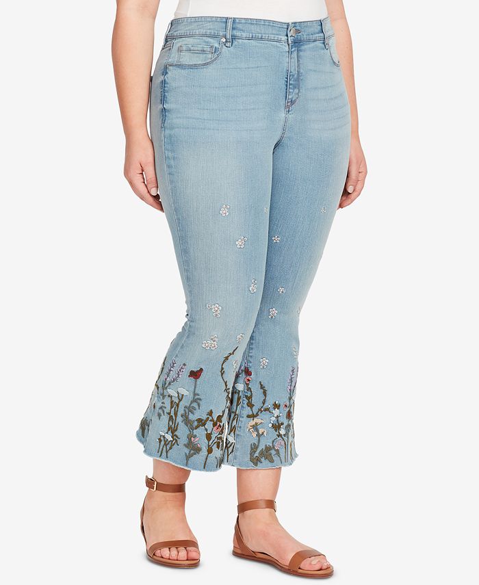 udsættelse I udlandet Analytisk WILLIAM RAST Plus Size Embroidered Cropped Flared Jeans - Macy's