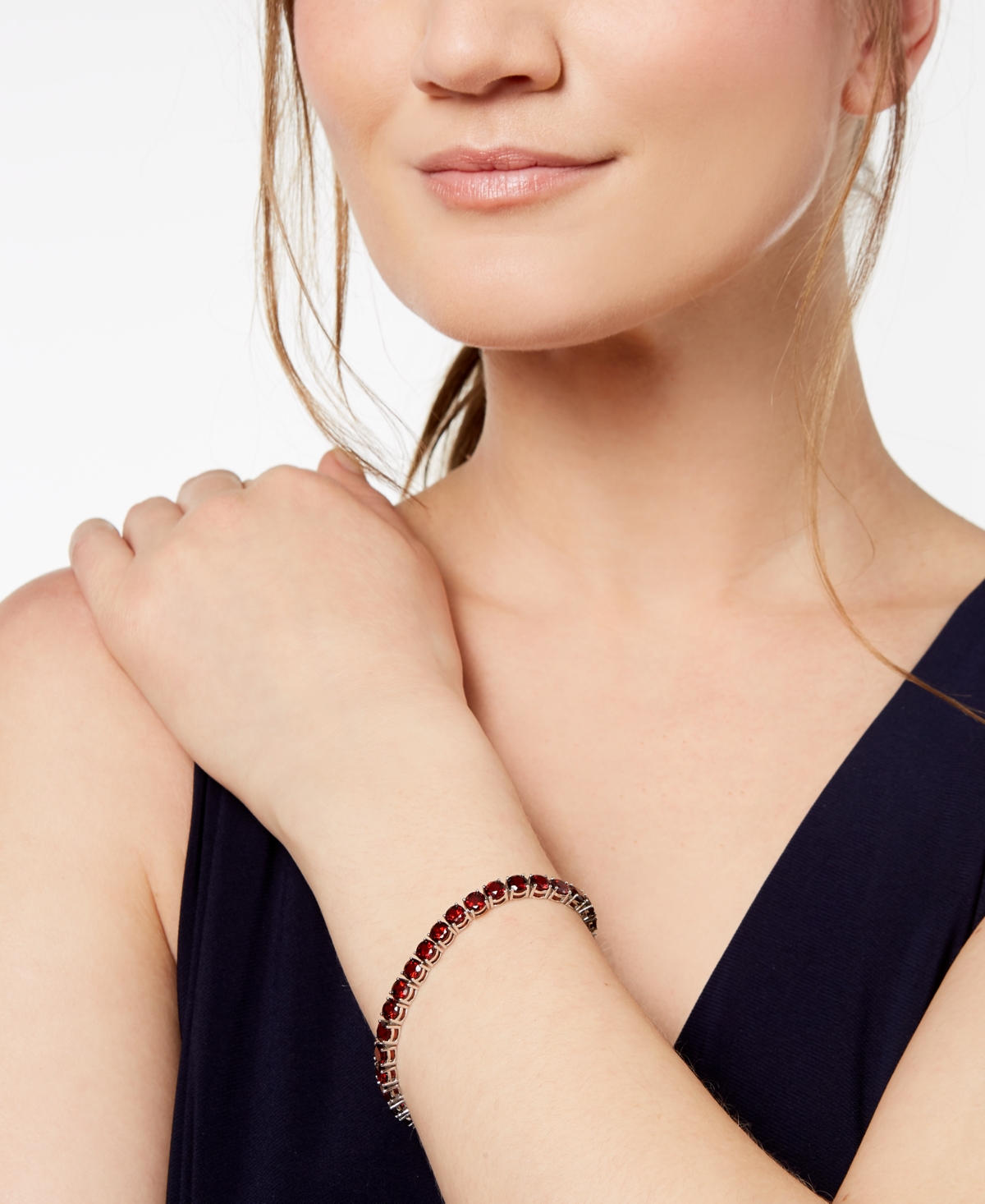 Amethyst Sterling Silver Bracelet (14 ct. t.w.) (Also Available and Multi-Stone) - Garnet