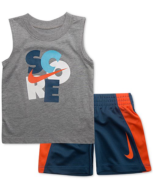 Nike Little Boys 2 Pc Score Print Muscle Tank Shorts Set Reviews Sets Outfits Kids Macy S
