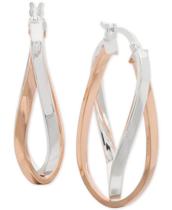 Giani Bernini Medium Two-Tone Twist Hoop Earrings in Sterling Silver ...