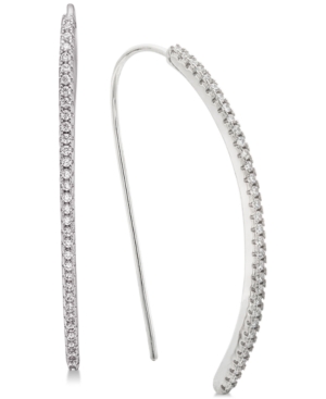 image of Giani Bernini Cubic Zirconia Pave Dagger Drop Threader Earrings in Sterling Silver, Created for Macy-s