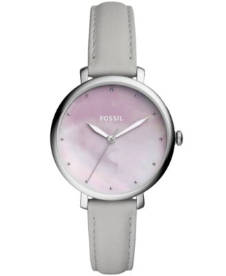 Fossil - Women's Jacqueline Gray Leather Strap Watch 36mm