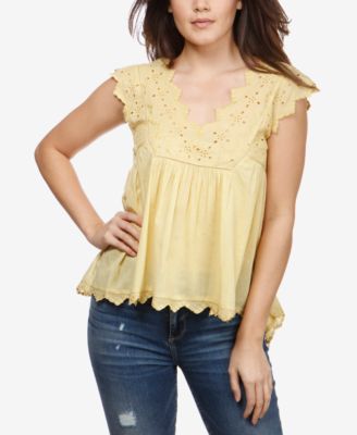 lucky brand eyelet peasant top