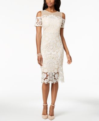 JAX - Embroidered Cold-Shoulder Dress