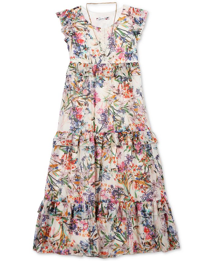 Speechless Big Girls 2-Pc. Floral-Print Maxi Dress & Necklace Set - Macy's