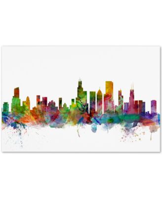 Trademark Global - Michael Tompsett Chicago Illinois Skyline 16" x 24" Canvas Art Print