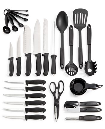 Martha Stewart Stainless Steel 14 Piece Cutlery and Knife Block Set in  Black in 2023