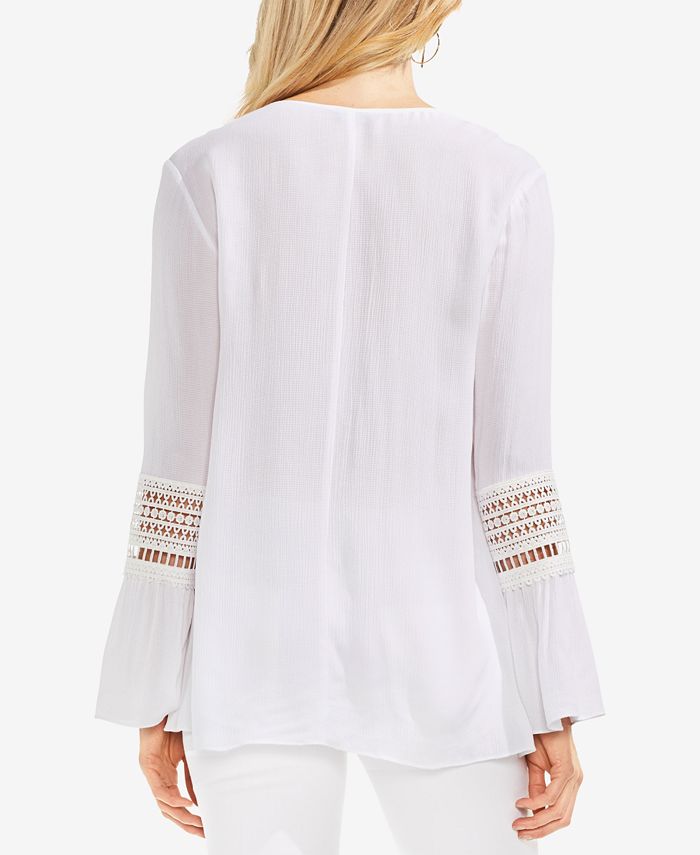Vince Camuto Bell-Sleeve Lace-Appliqué Top - Macy's