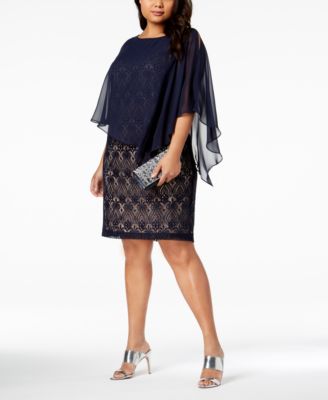 Connected Plus Size Chiffon-Overlay Lace Sheath Dress - Macy's
