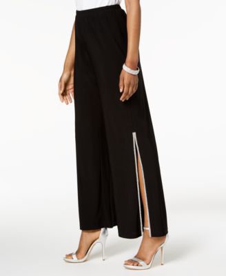 Sequined Wide-Leg Pants Petite Sizes