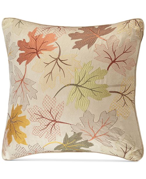 Madison Park Faux Suede Fallen Leaves Embroidered 20 Square