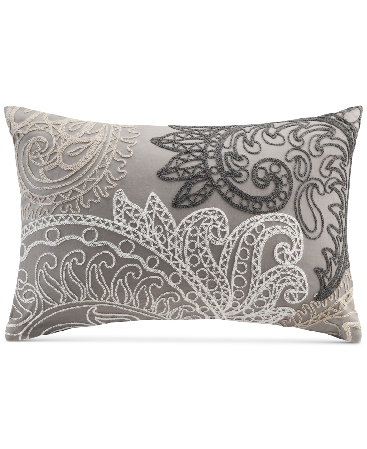Ink+ivy Kiran Embroidered 12" X 18" Decorative Pillow Bedding In Gray