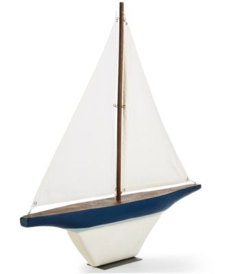 3R Studio - Wood & Canvas Sailboat Figurine
