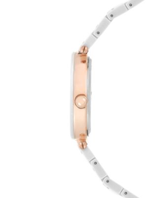 Women's Diamond Accent White Ceramic Bracelet Watch 33mm AK-1018RGWT