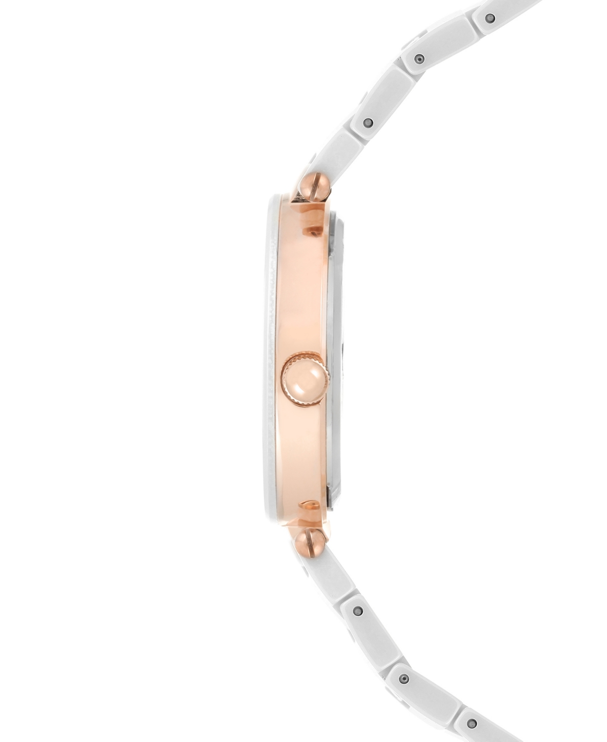 ANNE KLEIN WOMEN'S DIAMOND ACCENT WHITE CERAMIC BRACELET WATCH 33MM AK-1018RGWT 