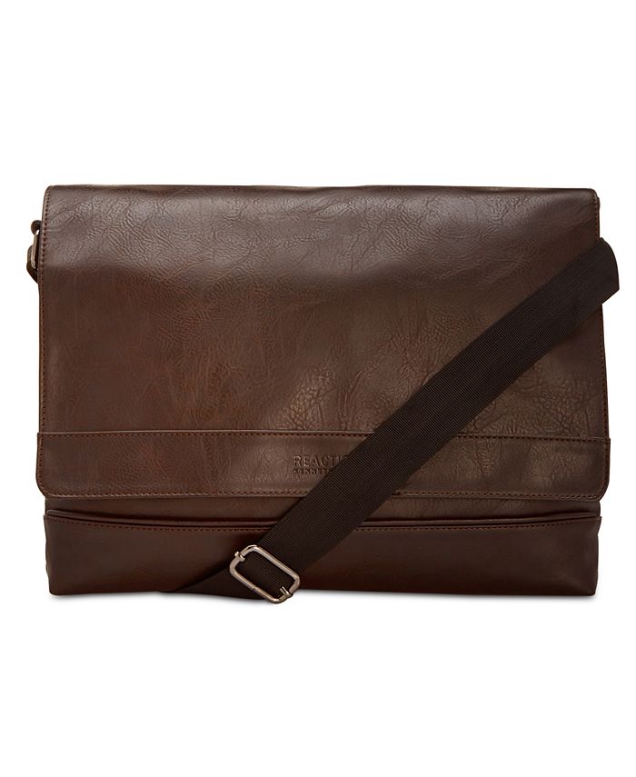 Kenneth Cole Reaction Men s Slim Faux Leather Messenger Bag Macy s