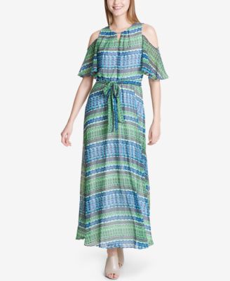 Calvin Klein - Printed Cold-Shoulder Maxi Dress
