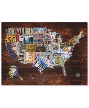 Trademark Global Masters Fine Art 'usa License Plate Map On Wood' Canvas Art In No Color