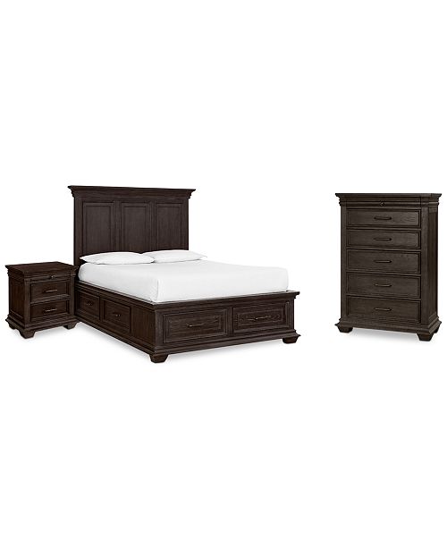 Furniture Hansen Storage Bedroom Furniture 3 Pc Set Queen Bed