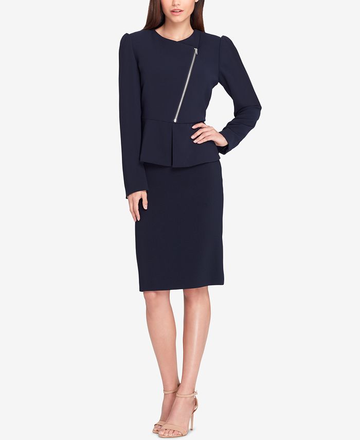 Tahari ASL Asymmetrical Zip-Front Skirt Suit - Macy's