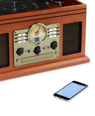 6-In-1 Nostalgic Bluetooth Record Player With 3-Speed Turntable