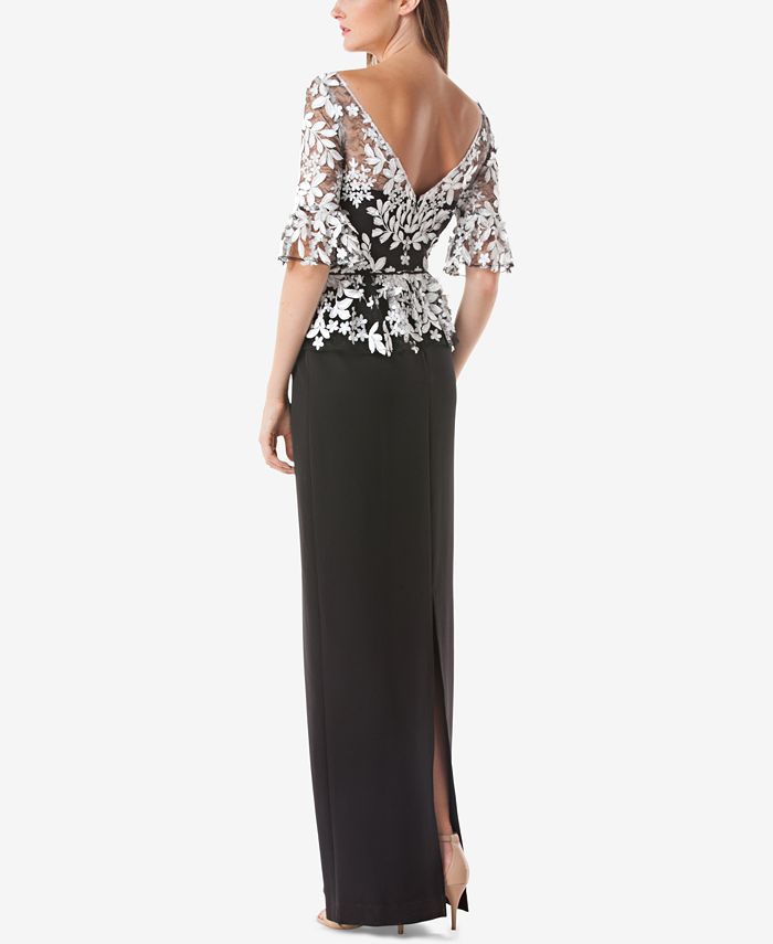 Js collections store lace peplum gown