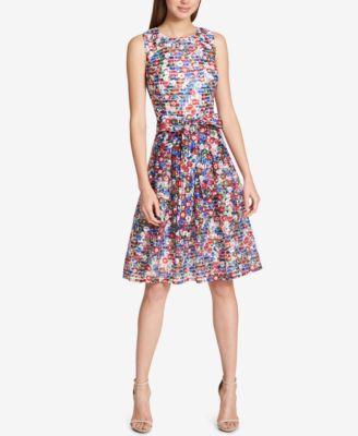 Tommy Hilfiger - Floral Shadow-Stripe Fit & Flare Dress