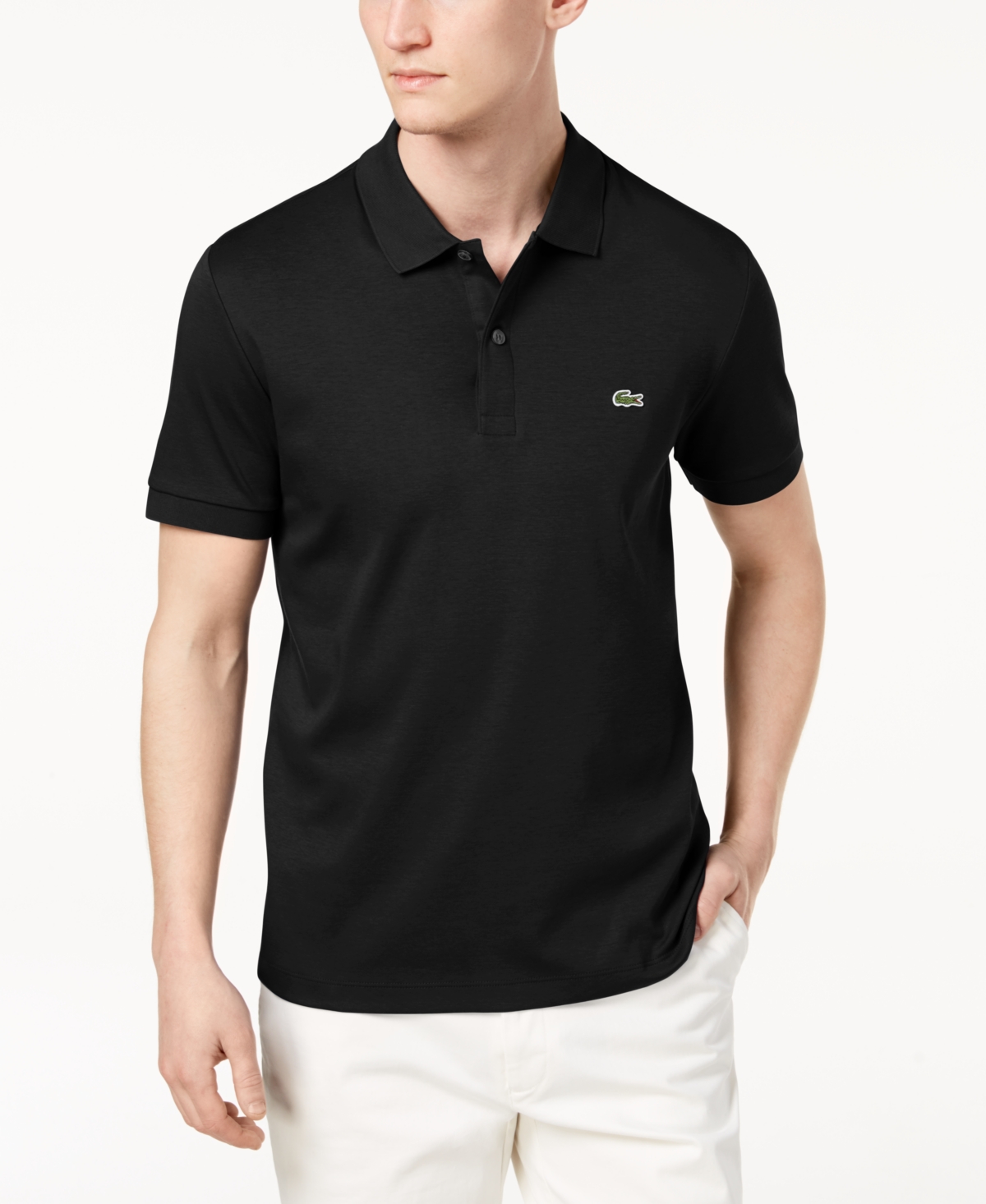 Shop Lacoste Men's  Regular Fit Soft Touch Short Sleeve Polo In Black