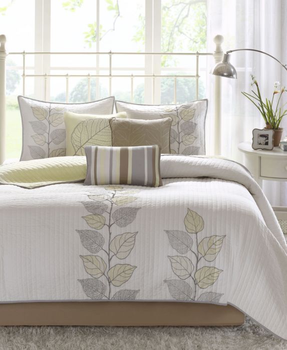 6pc Queen Marissa Reversible Quilted Coverlet Set Yellow - Madison Park
