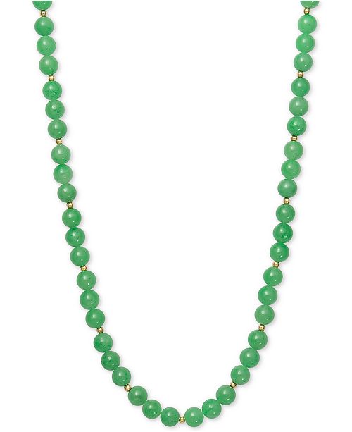 Macy's Dyed Jade (8mm) & Gold Ball Beaded 18" Collar Necklace in 14k Gold & Reviews Necklaces