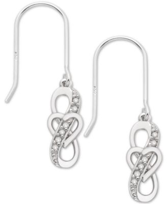 Macy's - Diamond Heart Drop Earrings (1/10 ct. t.w.) in Sterling Silver
