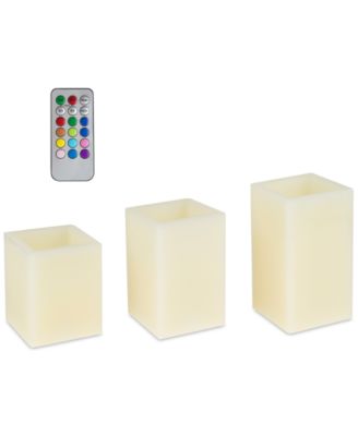 Trademark Global - 4-Pc. Square Color-Changing Flameless Candle & Remote Control