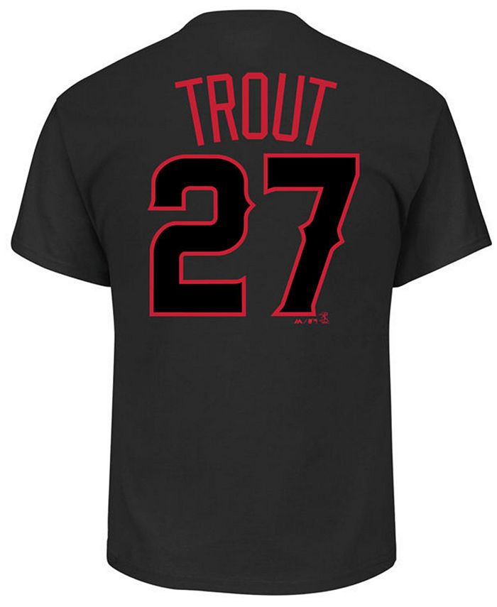 Majestic Men's Mike Trout Los Angeles Angels Pitch Black Player T