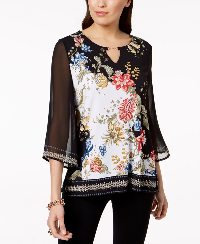 JM Collection Embellished Chiffon Tunic, Created for Macy's - Macy's